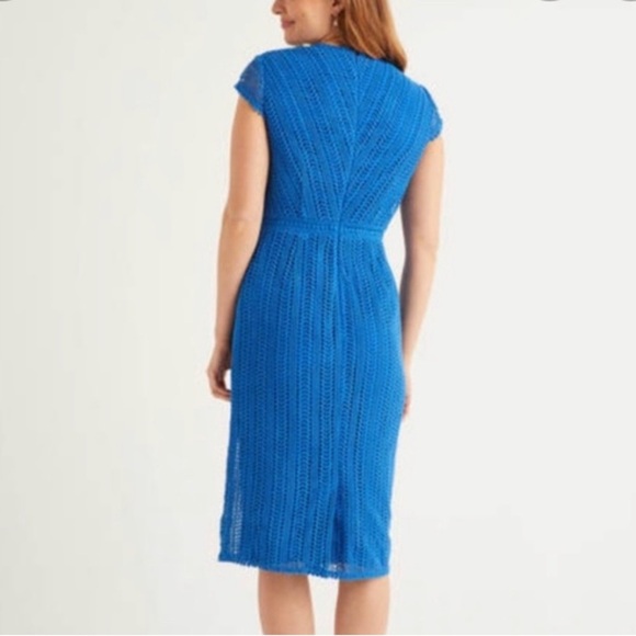 Bodin Nancy Lace Blue Sheath Midi Dress with V-Neck and Short Sleeves US 20/22 L - Picture 2 of 10